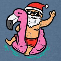 Santa Flamingo Floatie Funny Christmas In July Summer Xmas Garment-Dyed Sweatshirt