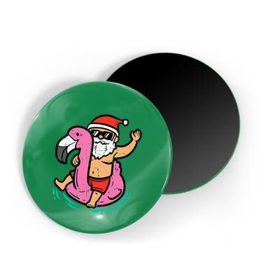 Santa Flamingo Floatie Funny Christmas In July Summer Xmas Magnet