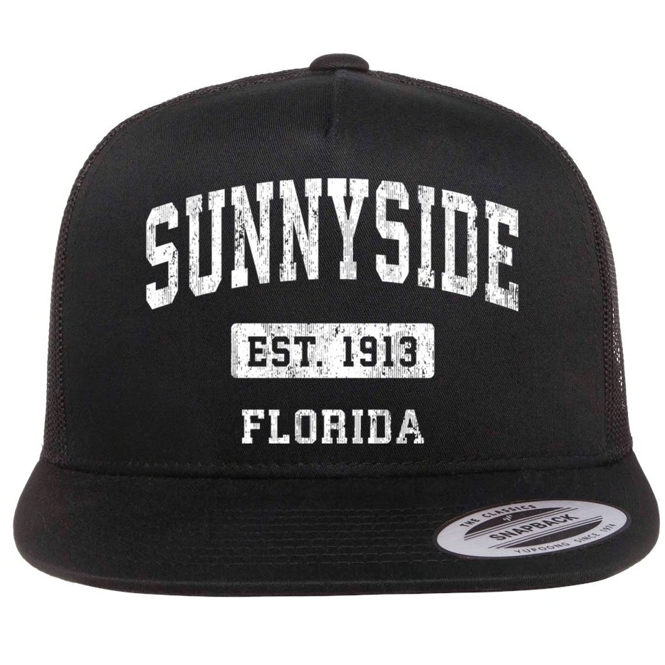 Sunnyside Florida Fl Vintage Sports Flat Bill Trucker Hat