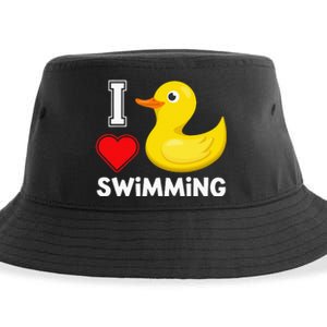 Swim For Funny I Love Swimming Duck Sustainable Bucket Hat