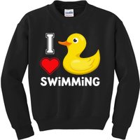 Swim For Funny I Love Swimming Duck Kids Sweatshirt