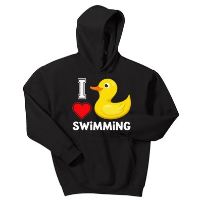 Swim For Funny I Love Swimming Duck Kids Hoodie