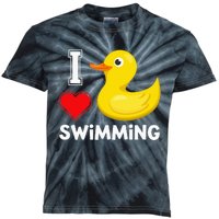 Swim For Funny I Love Swimming Duck Kids Tie-Dye T-Shirt