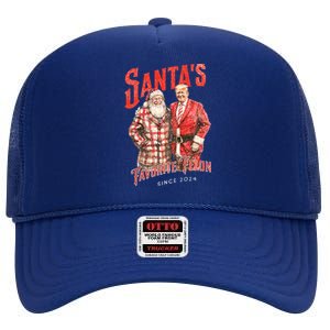 SantaS Favorite Felon Since 2024 Christmas Xmas Funny Trump Gift High Crown Mesh Back Trucker Hat