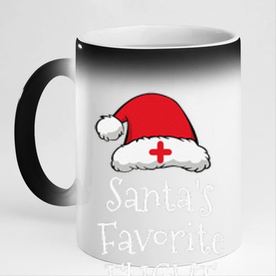 Santas Favorite Flight Nurse Christmas Funny 11oz Black Color Changing Mug