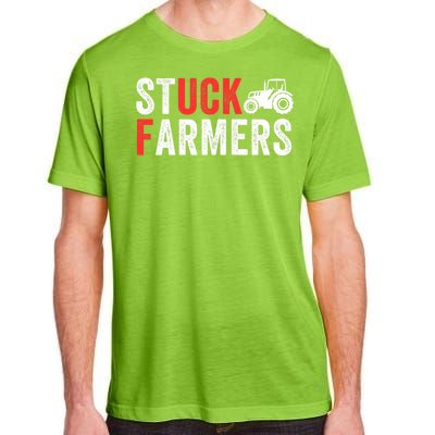 Stuck Farmer Funny Uk Political Slogan Parody Sarcastic Humor Funny Stuck Farmer Adult ChromaSoft Performance T-Shirt