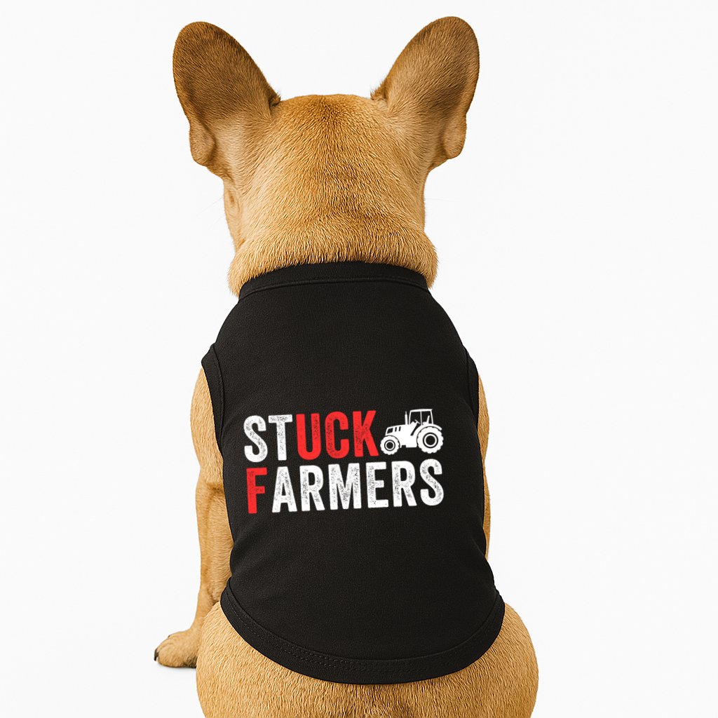 Stuck Farmer Funny Uk Political Slogan Parody Sarcastic Humor Funny Stuck Farmer Doggie Tank