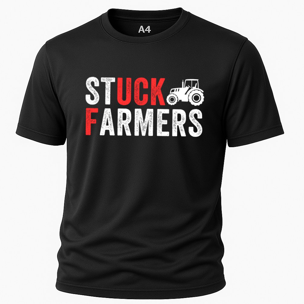 Stuck Farmer Funny Uk Political Slogan Parody Sarcastic Humor Funny Stuck Farmer Cooling Performance Crew T-Shirt