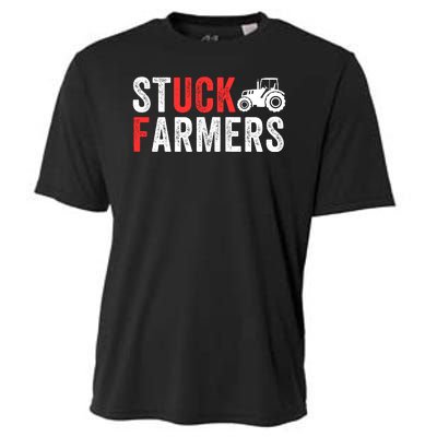 Stuck Farmer Funny Uk Political Slogan Parody Sarcastic Humor Funny Stuck Farmer Cooling Performance Crew T-Shirt