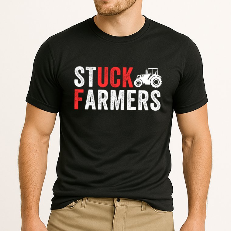 Stuck Farmer Funny Uk Political Slogan Parody Sarcastic Humor Funny Stuck Farmer Cooling Performance Crew T-Shirt