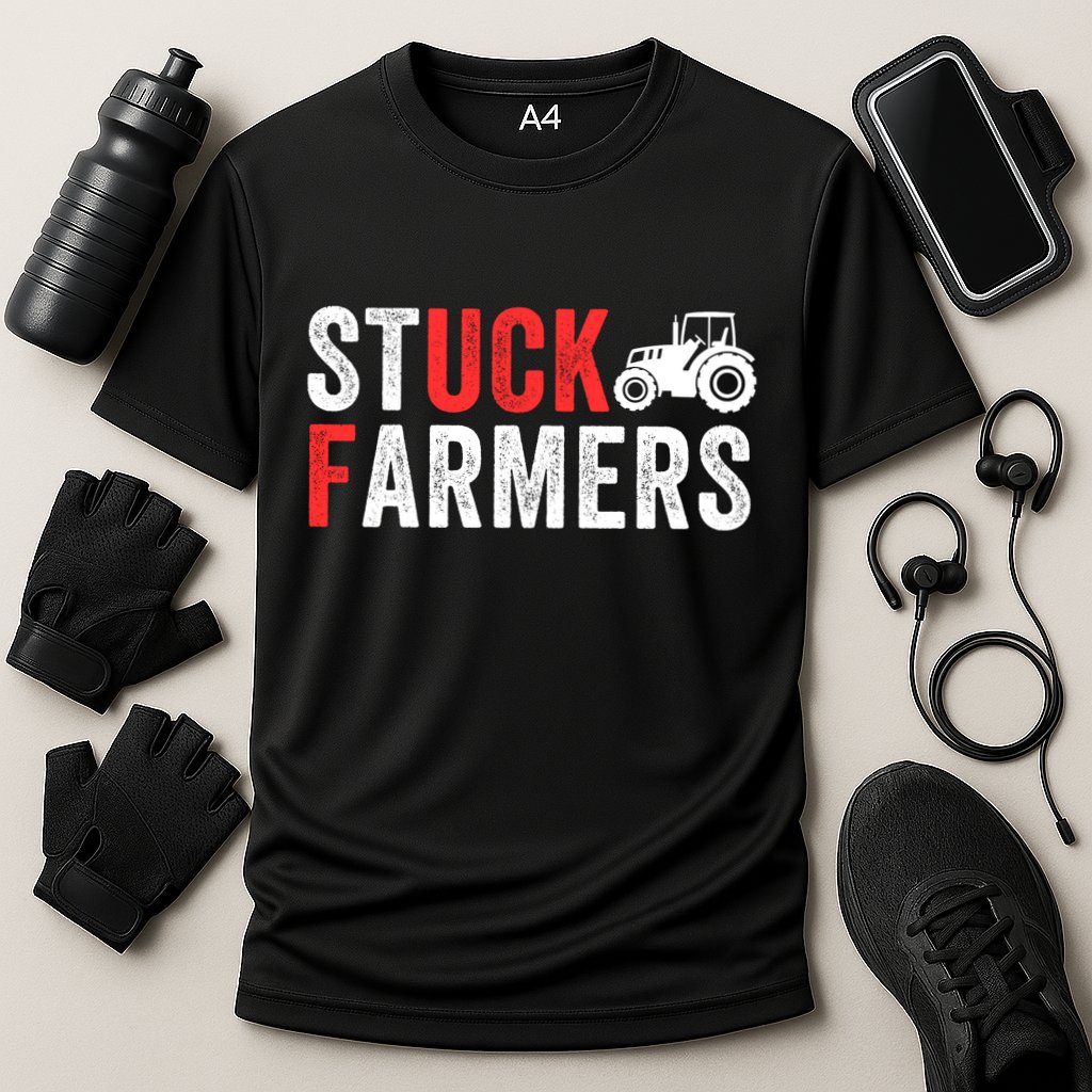 Stuck Farmer Funny Uk Political Slogan Parody Sarcastic Humor Funny Stuck Farmer Cooling Performance Crew T-Shirt