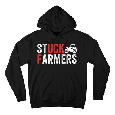 Stuck Farmer Funny Uk Political Slogan Parody Sarcastic Humor Funny Stuck Farmer Hoodie