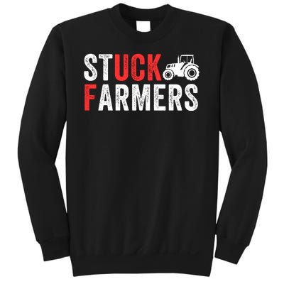 Stuck Farmer Funny Uk Political Slogan Parody Sarcastic Humor Funny Stuck Farmer Sweatshirt