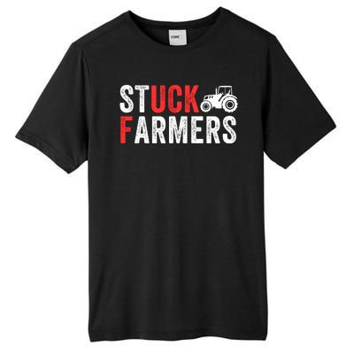 Stuck Farmer Funny Uk Political Slogan Parody Sarcastic Humor Funny Stuck Farmer Tall Fusion ChromaSoft Performance T-Shirt