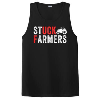 Stuck Farmer Funny Uk Political Slogan Parody Sarcastic Humor Funny Stuck Farmer PosiCharge Competitor Tank