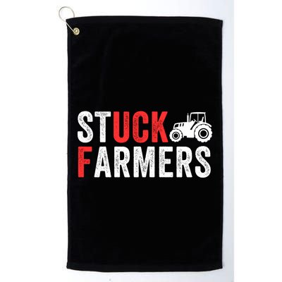Stuck Farmer Funny Uk Political Slogan Parody Sarcastic Humor Funny Stuck Farmer Golf Towel