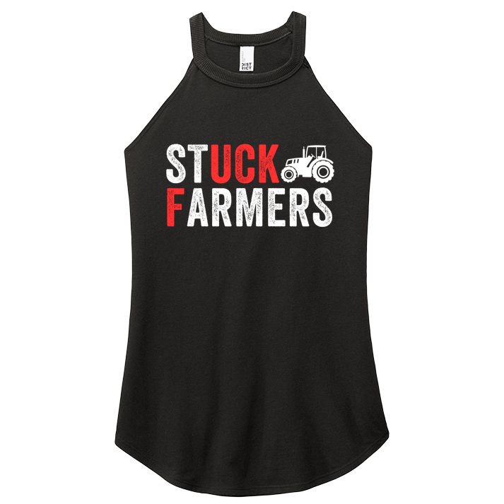 Stuck Farmer Funny Uk Political Slogan Parody Sarcastic Humor Funny Stuck Farmer Women's Perfect Tri Rocker Tank