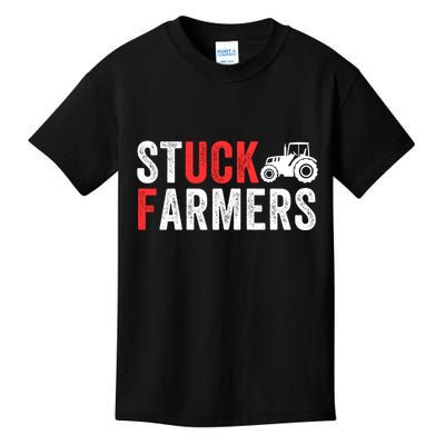 Stuck Farmer Funny Uk Political Slogan Parody Sarcastic Humor Funny Stuck Farmer Kids T-Shirt