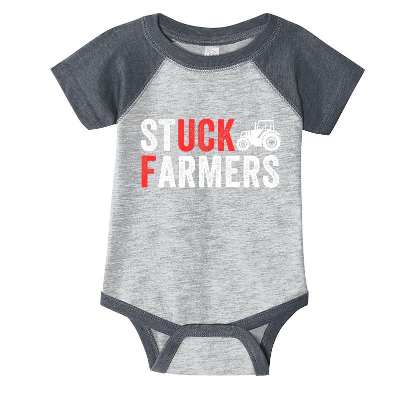 Stuck Farmer Funny Uk Political Slogan Parody Sarcastic Humor Funny Stuck Farmer Infant Baby Jersey Bodysuit
