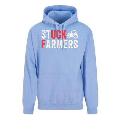 Stuck Farmer Funny Uk Political Slogan Parody Sarcastic Humor Funny Stuck Farmer Unisex Surf Hoodie