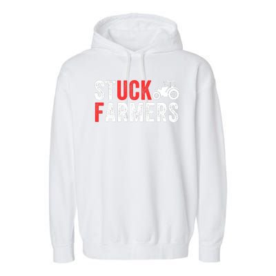 Stuck Farmer Funny Uk Political Slogan Parody Sarcastic Humor Funny Stuck Farmer Garment-Dyed Fleece Hoodie