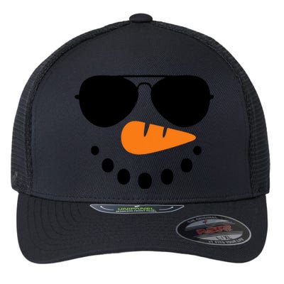 Snowman Face Family Christmas Matching Costume Flexfit Unipanel Trucker Cap