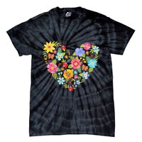 Springtime Flowers Floral Heart Tie-Dye T-Shirt