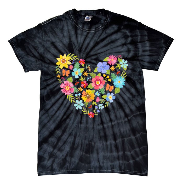 Springtime Flowers Floral Heart Tie-Dye T-Shirt