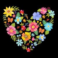 Springtime Flowers Floral Heart Tie-Dye T-Shirt