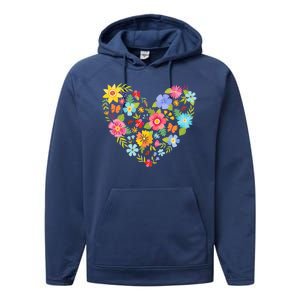 Springtime Flowers Floral Heart Performance Fleece Hoodie