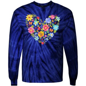 Springtime Flowers Floral Heart Tie-Dye Long Sleeve Shirt