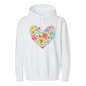 Springtime Flowers Floral Heart Garment-Dyed Fleece Hoodie