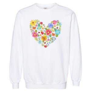 Springtime Flowers Floral Heart Garment-Dyed Sweatshirt