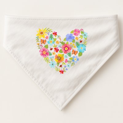 Springtime Flowers Floral Heart USA-Made Doggie Bandana
