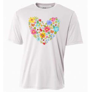 Springtime Flowers Floral Heart Cooling Performance Crew T-Shirt