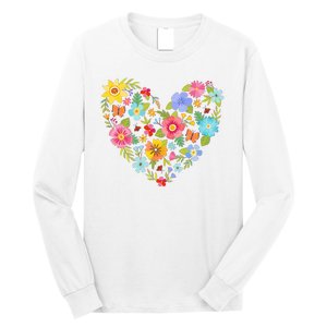 Springtime Flowers Floral Heart Long Sleeve Shirt