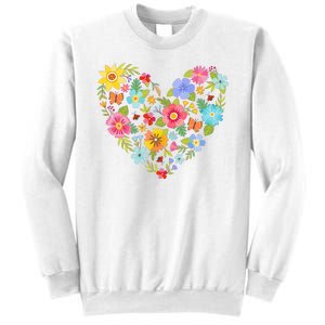 Springtime Flowers Floral Heart Sweatshirt