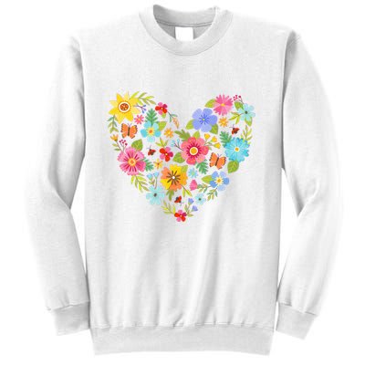 Springtime Flowers Floral Heart Sweatshirt