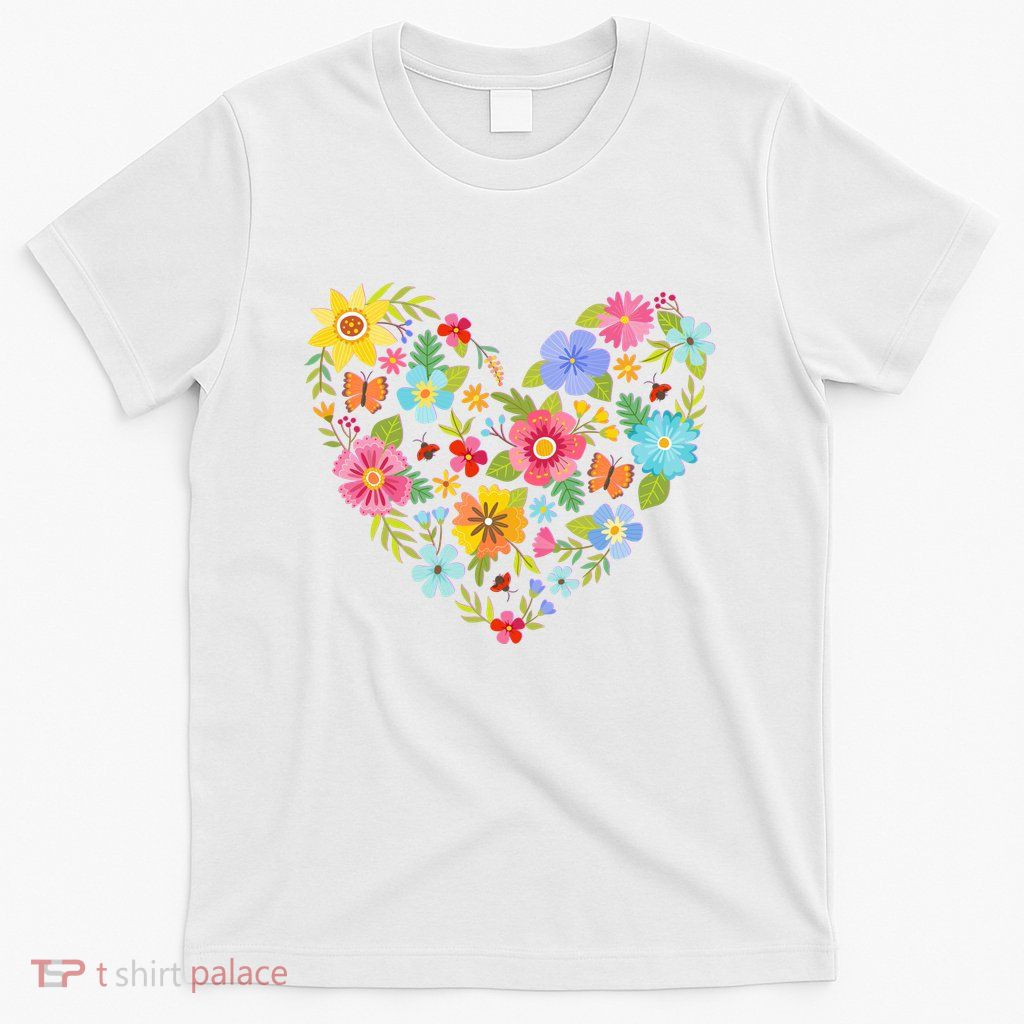 Springtime Flowers Floral Heart T-Shirt
