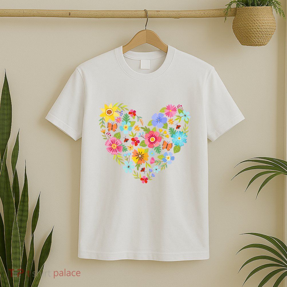 Springtime Flowers Floral Heart T-Shirt