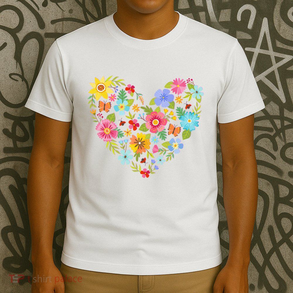 Springtime Flowers Floral Heart T-Shirt