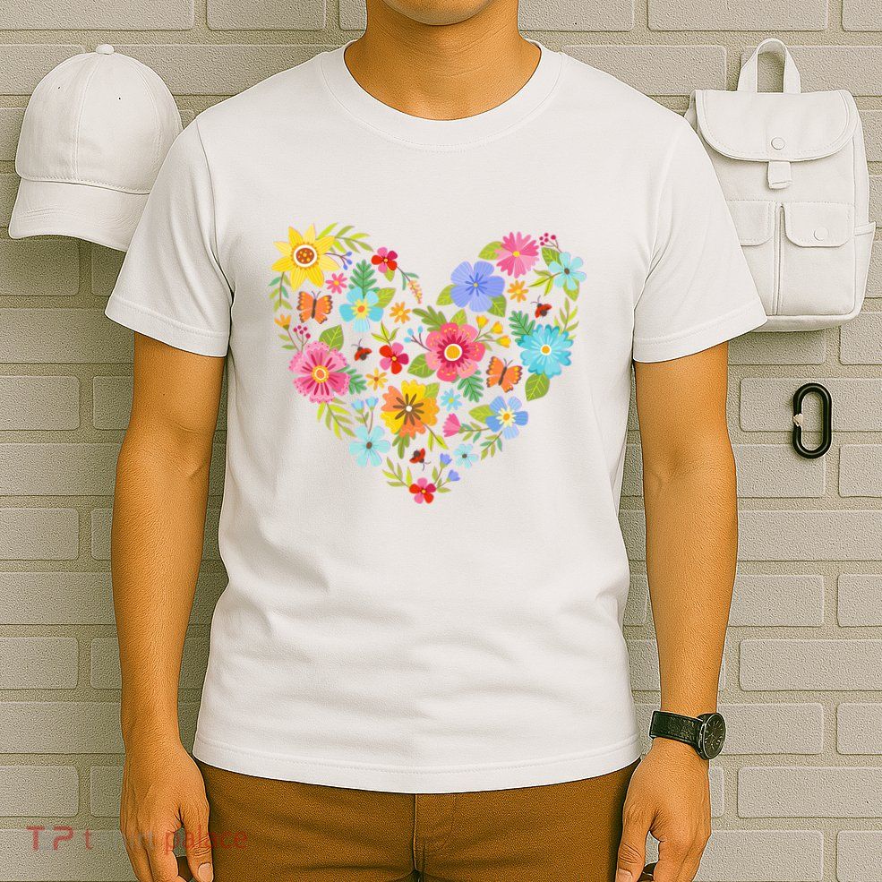 Springtime Flowers Floral Heart T-Shirt