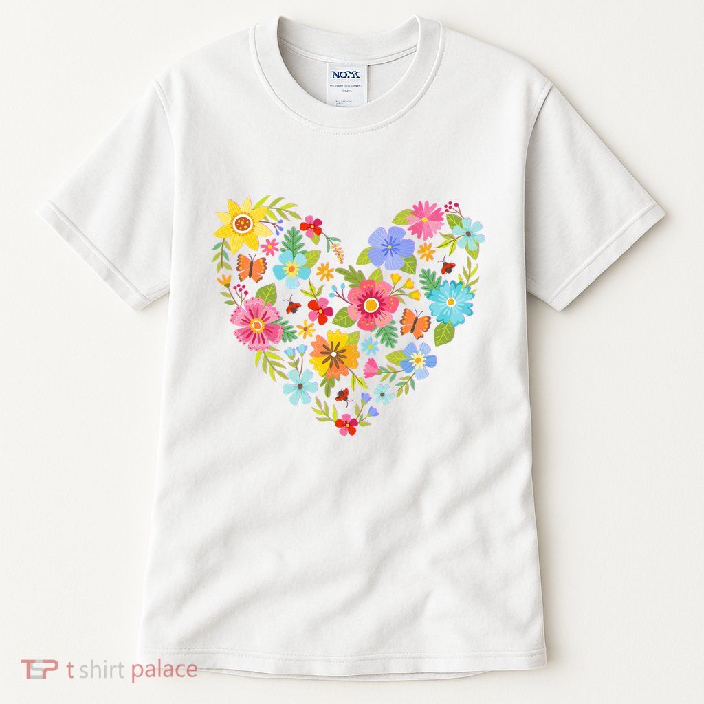Springtime Flowers Floral Heart Tall T-Shirt