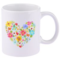 Springtime Flowers Floral Heart 11oz C Handle Ceramic Mug