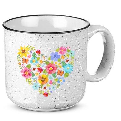 Springtime Flowers Floral Heart 15oz Campfire Ceramic Mug