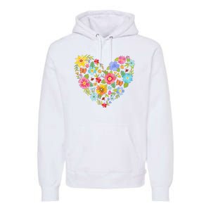 Springtime Flowers Floral Heart Premium Hoodie