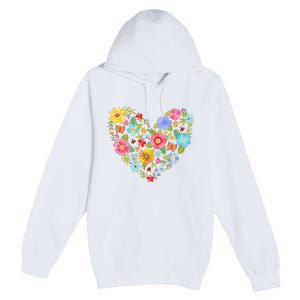 Springtime Flowers Floral Heart Premium Pullover Hoodie