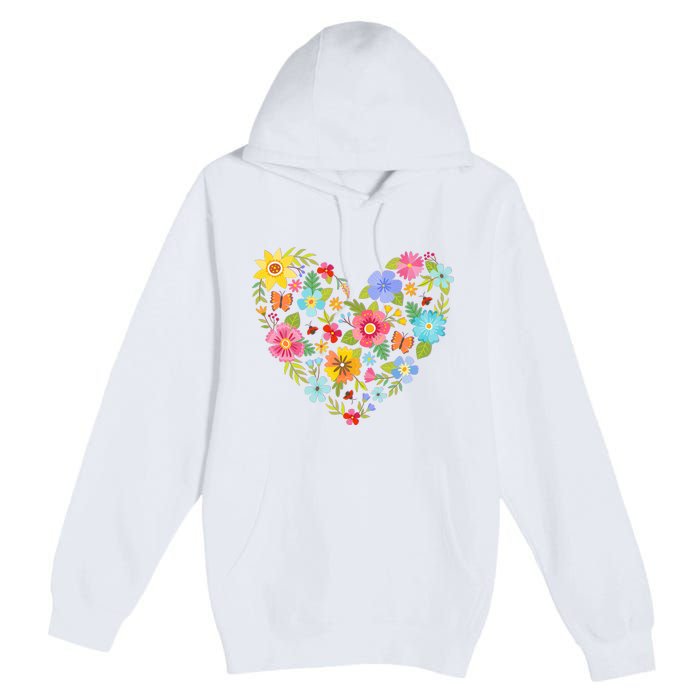 Springtime Flowers Floral Heart Premium Pullover Hoodie