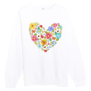 Springtime Flowers Floral Heart Premium Crewneck Sweatshirt