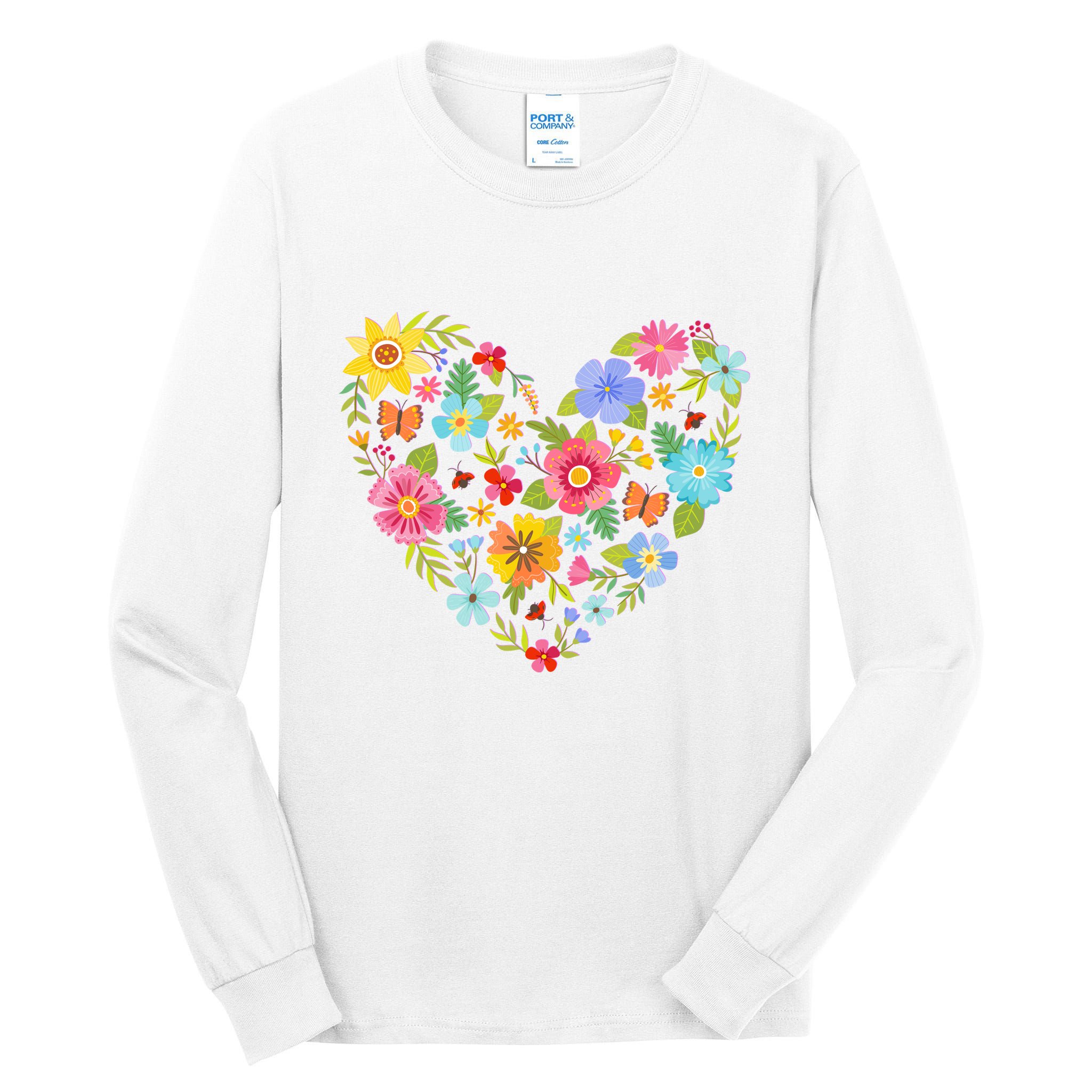 Springtime Flowers Floral Heart Tall Long Sleeve T-Shirt